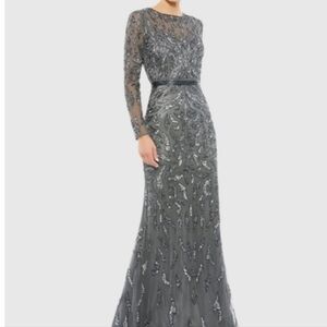 Mac Duggal Charcoal Long Sleeve Gown